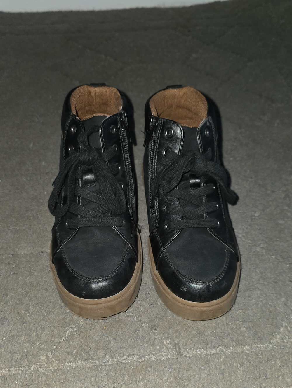 Kids Black High-Top Boots with Tan Sole